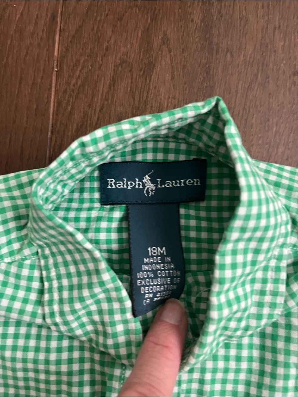 Ralph Lauren Green Gingham Button-Down Shirt for Baby Boy